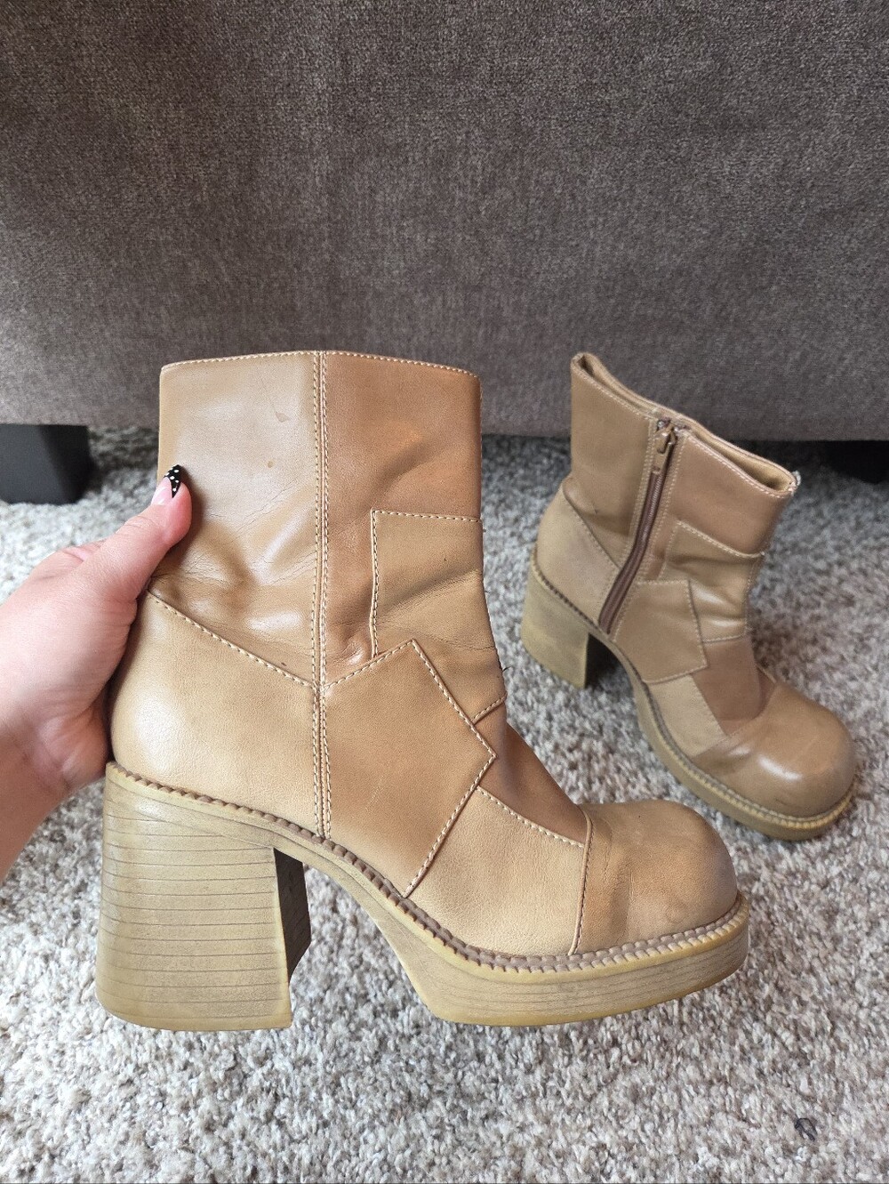 Vintage rampage 90s or y2k chunky patchwork square toed Platform boots